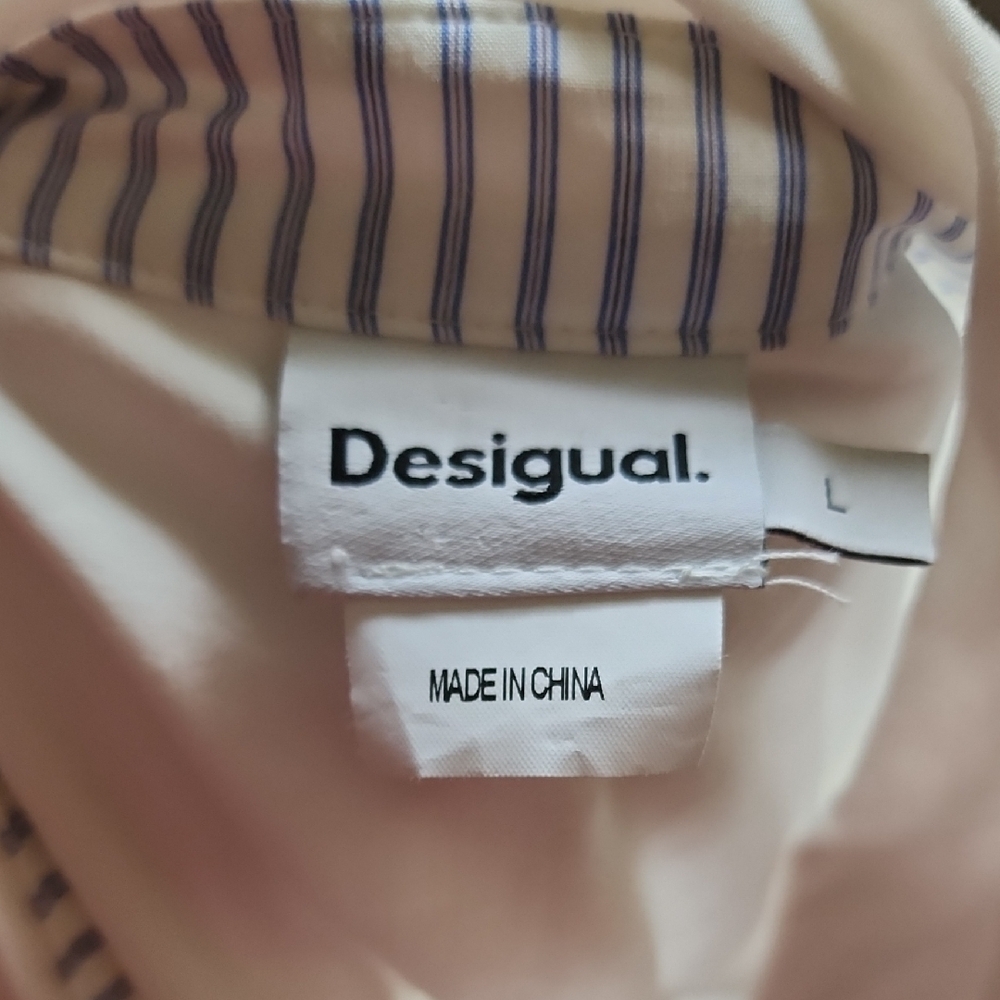 Desigual Butterfly Graphic Button-Up Shirt White Multicolor - Picture 6 of 10
